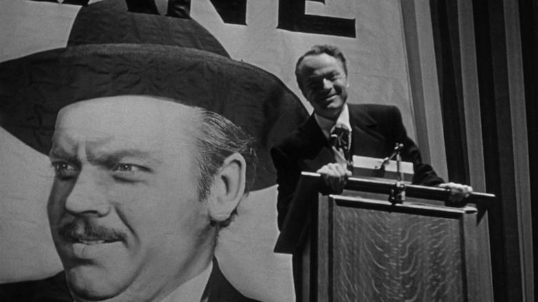 Orson Welles giving a passionate speech