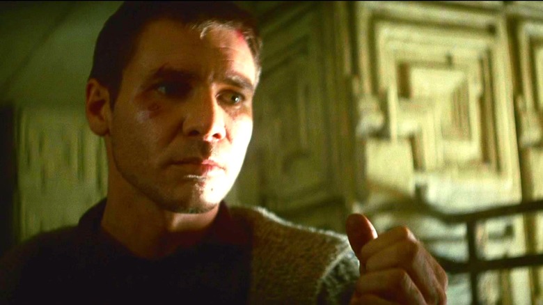 Rick Deckard frowning in contemplation