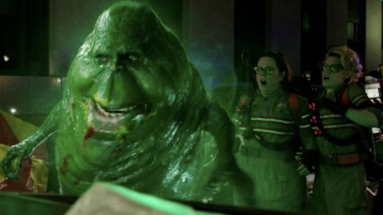 Slimer arrives to eat