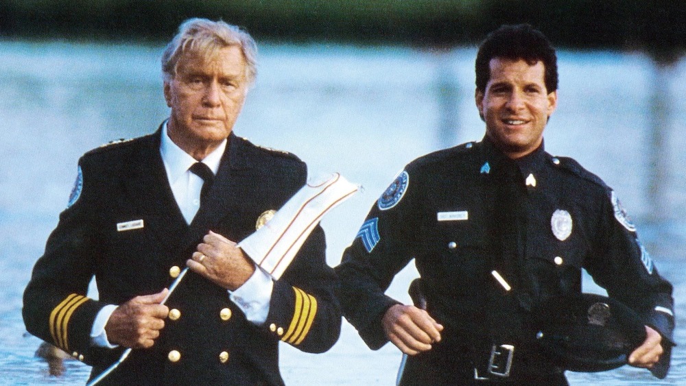 Steve Guttenberg and George Gaynes in Police Academy 4: Citizens on Patrol