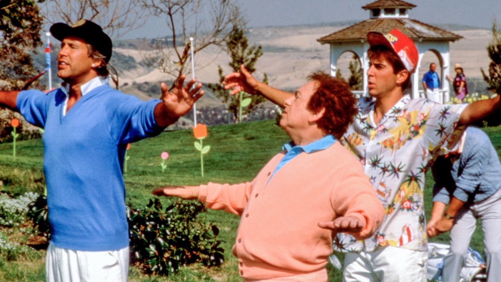 Chevy Chase and crew in Caddyshack II