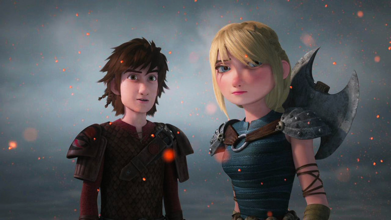 Hiccup and Astrid in smoke