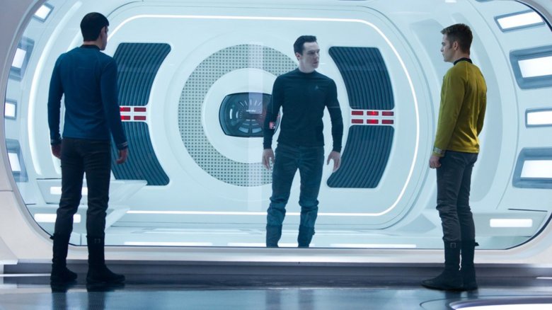 Chris Pine, Benedict Cumberbatch, and Zachary Quinto in Star Trek: Into Darkness