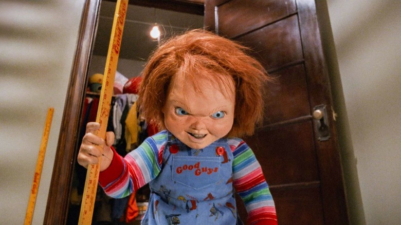 Chucky with bloody ruler