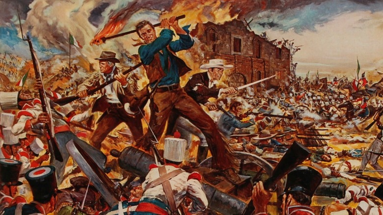 Soldiers battle at the Alamo