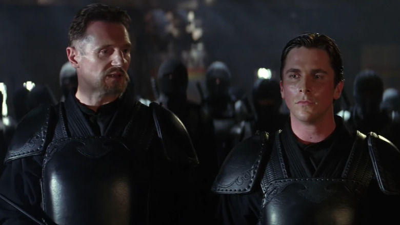 Liam Neeson and Christian Bale in ninja armor