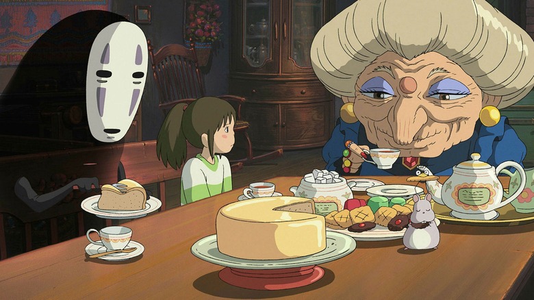 Chihiro having tea with Yubaba