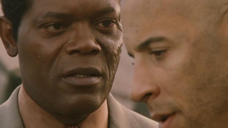 Samuel L. Jackson talking to Vin Diesel