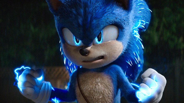 Glowing Sonic clenches fists