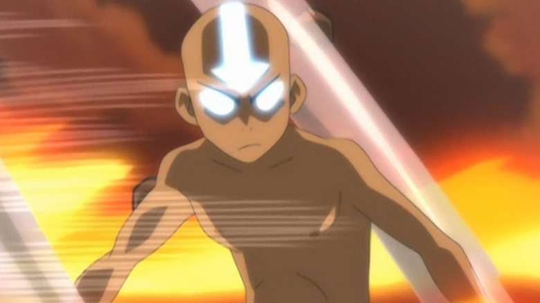 Aang with glowing eyes