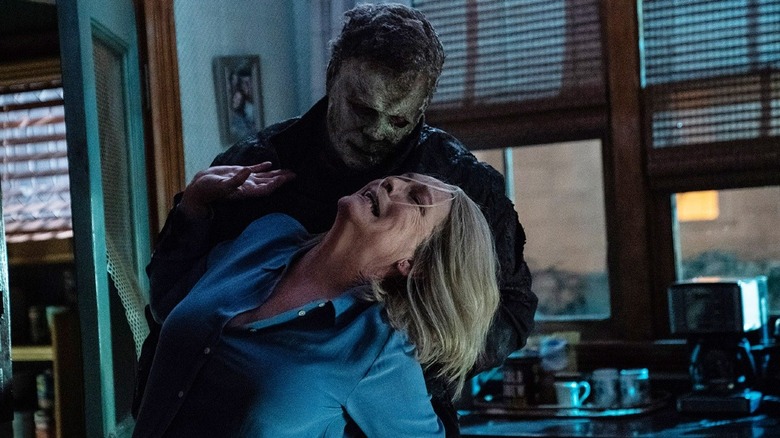 Michael Myers stabbing Laurie Strode