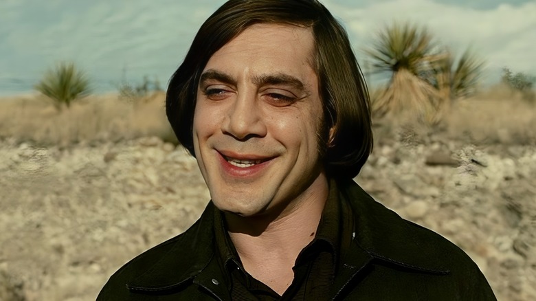 Javier Bardem in No Country for Old Men smiling