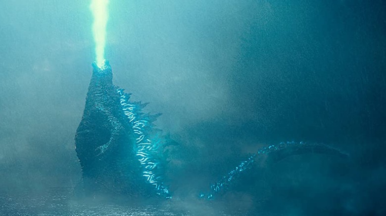 Godzilla unleashes his atomic breath