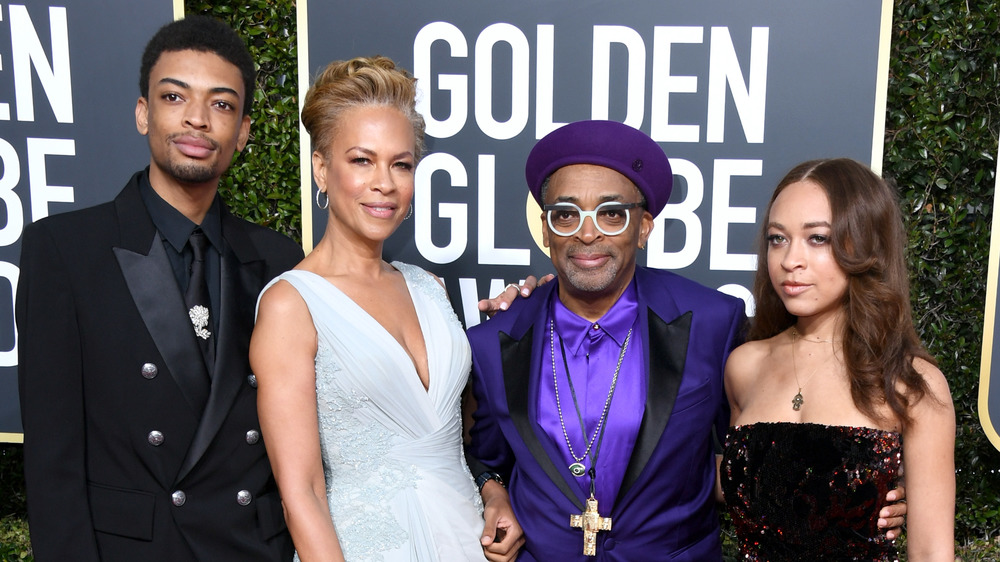 Jackson Lee, Tonya Lewis Lee, Spike Lee, and Satchel Lee at the Golden Globes