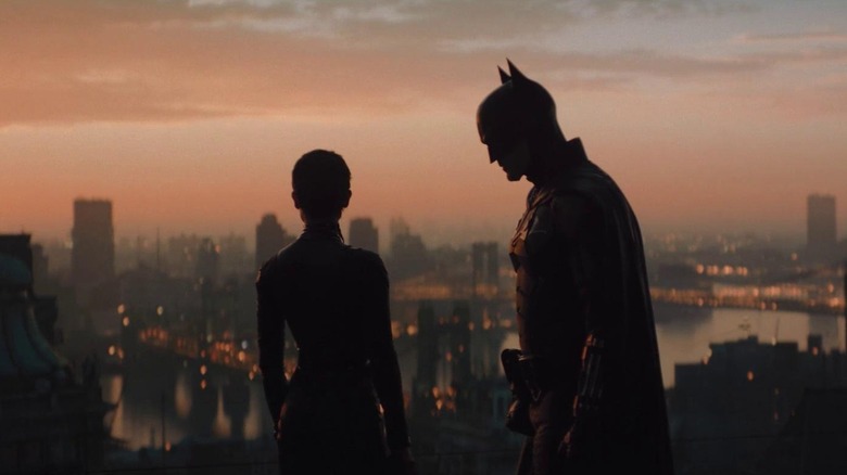 Catwoman and Batman in silhouette 