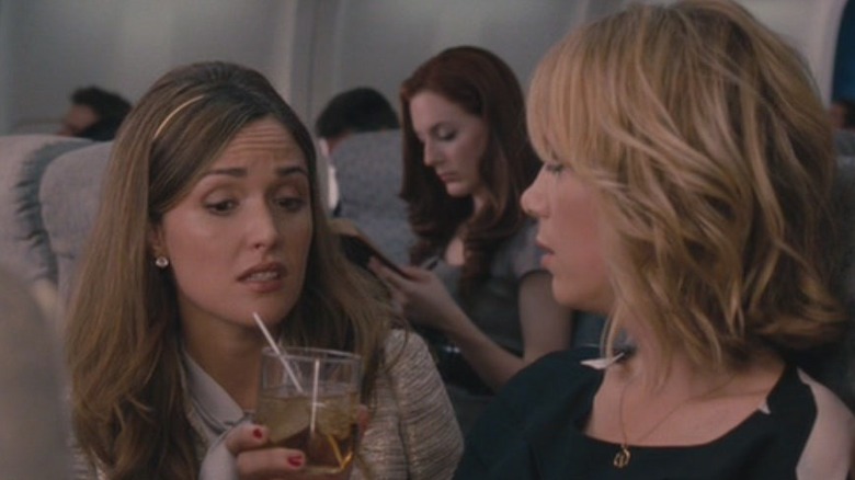 Bridesmaids drink during flight