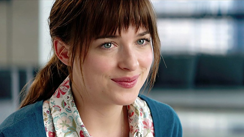 Ana smiling Fifty Shades of Grey