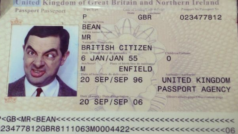 Mr Bean's passport from "Bean"
