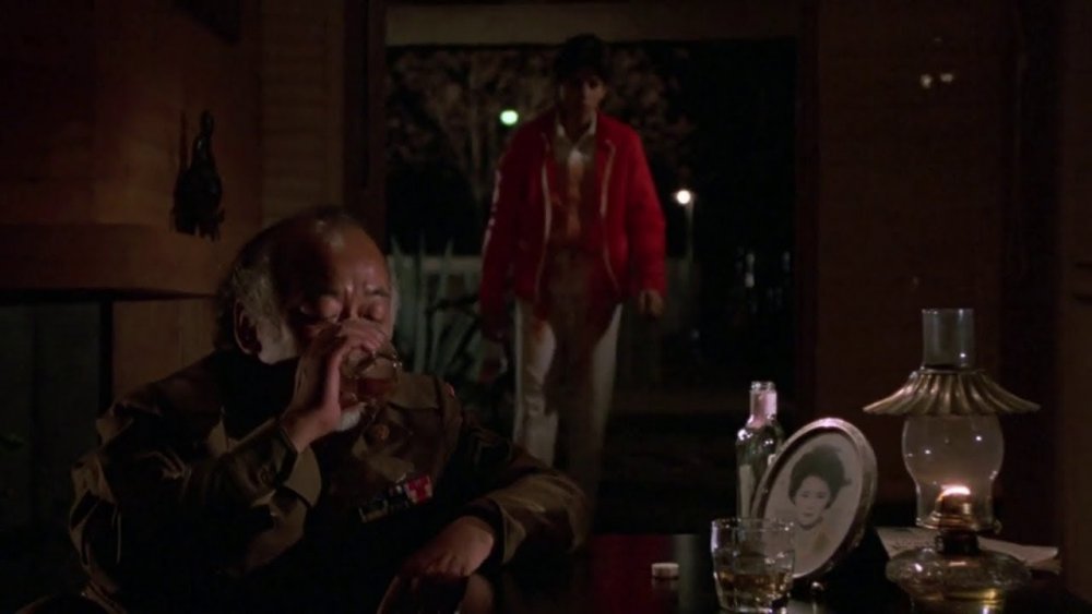 Pat Morita and Ralph Macchio in The Karate Kid, Mr. Miyagi