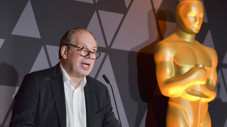 Hans Zimmer speaking at an Oscars event