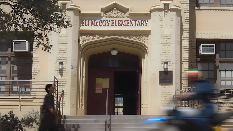 PLACEHOLDER Eli McCoy Elementary School entrance PLACEHOLDER