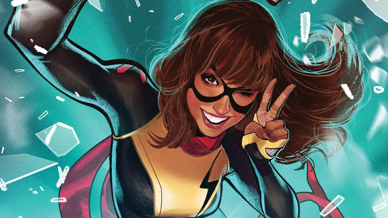 Kamala Khan breaking glass in new costume