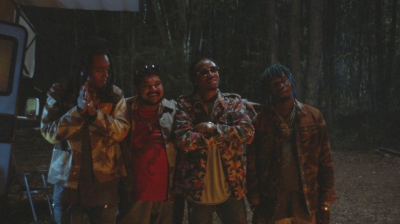 Migos posing together in Atlanta