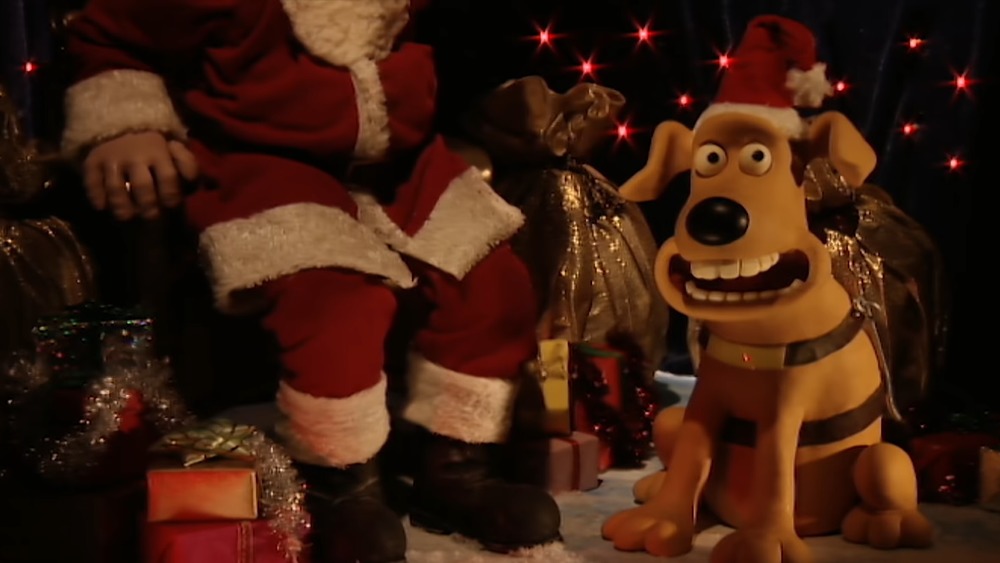 Smiling dog with Santa