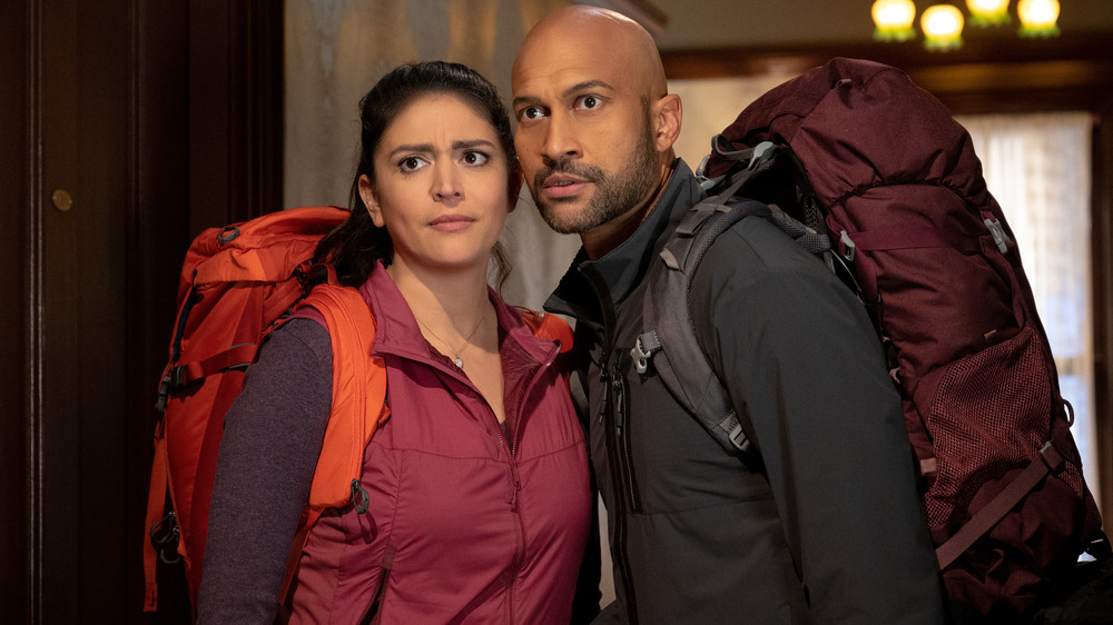 Cecily Strong and Keegan-Michael Key in backpacking gear