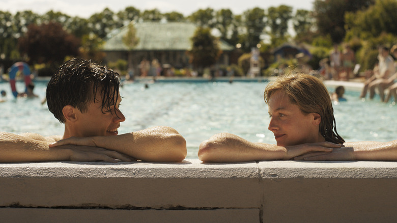 Harry and Emma on edge of pool