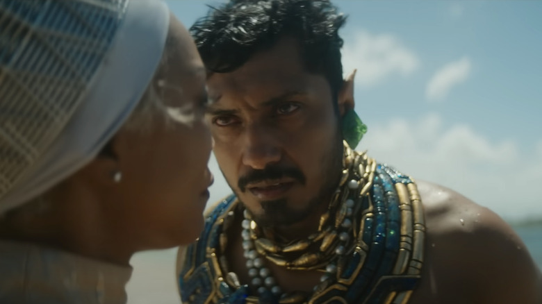 Angela Bassett and Tenoch Huerta in Black Panther: Wakanda Forever