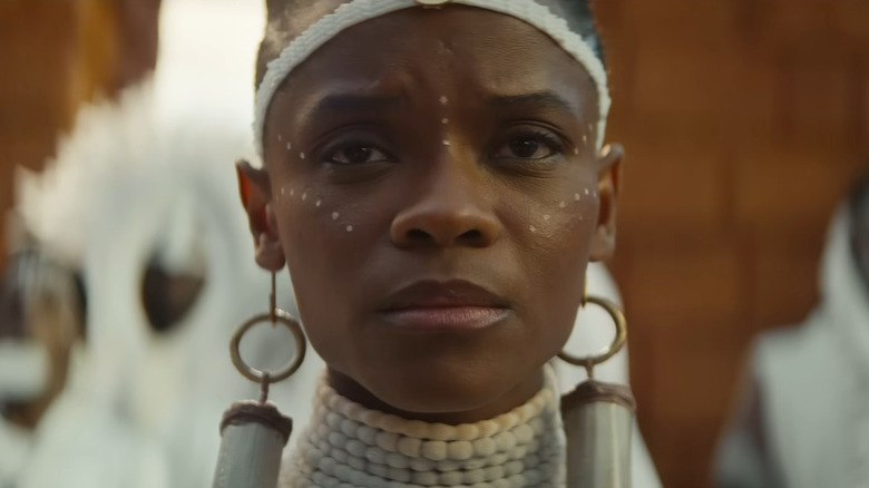 Shuri mourns with tusk earrings