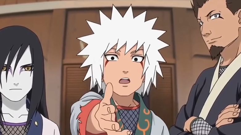 Young Jiraiya introduces himself to Tsunade