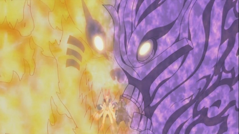 Naruto and Sasuke inside Kurama/Susanoo hybrid