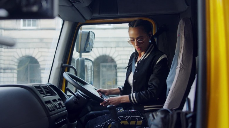 Nathalie Emmanuel Ramsey driving truck