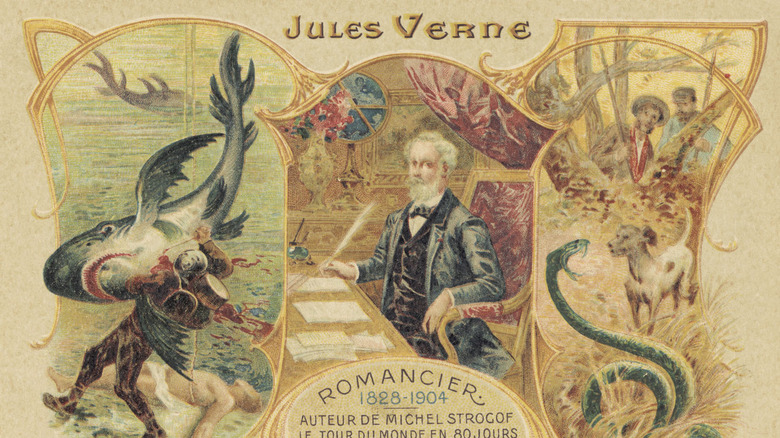 Illustration of Jules Verne and his stories