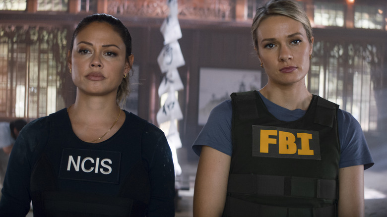 Kate Whistler wearing FBI vest next to Jane Tennant