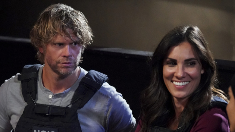 Eric Christian Olsen and Daniela Ruah talking in NCIS: Los Angeles