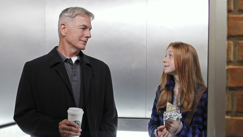 Gibbs and Emily smile at one another in an elevator on NCIS