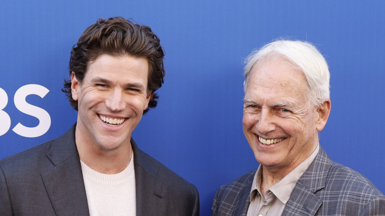 Austin Stowell Mark Harmon smiling