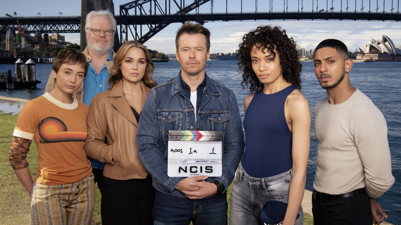 NCIS: Sydney cast posing in front of bridge