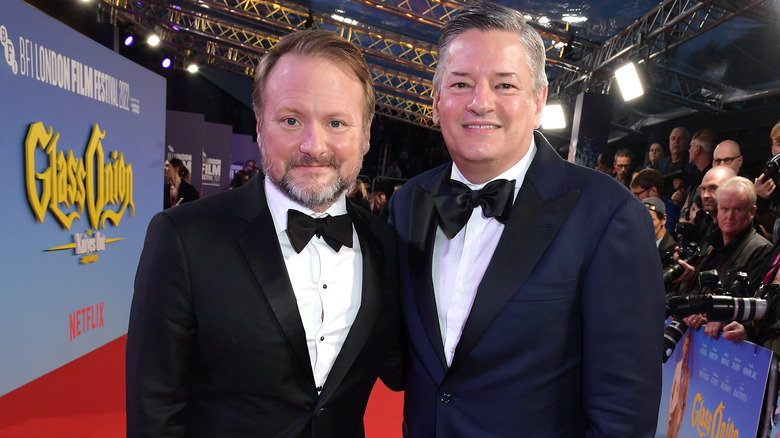 Rian Johnson and Ted Sarandos at the Glass Onion premiere