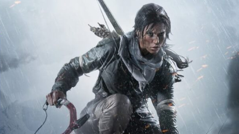 Lara Croft in the rain