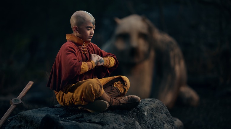 Aang meditating