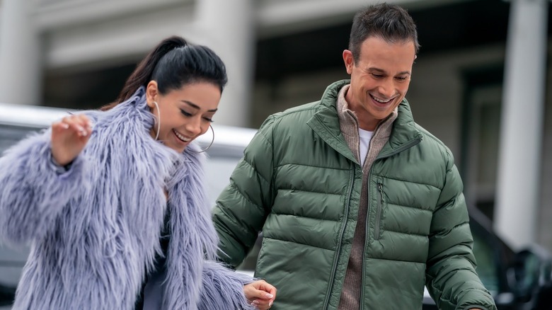 Aimee Garcia and Freddie Prinze Jr. smiling