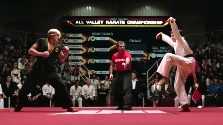 William Zabka and Ralph Macchio in "The Karate Kid"