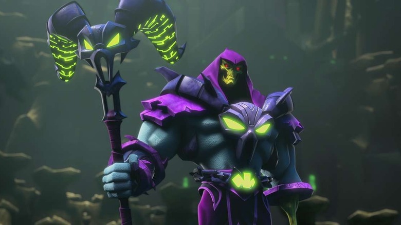 Skeletor stands in a cave