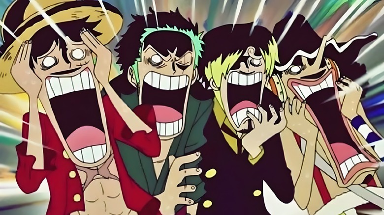 The Straw Hat Pirates screaming