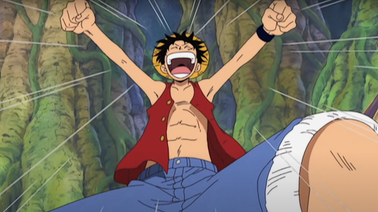 One Piece Luffy, joyful leap