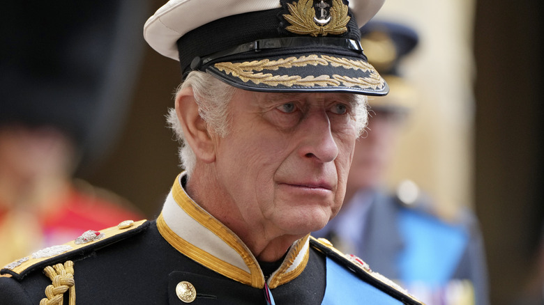 King Charles III at Queen Elizabeth II's funeral